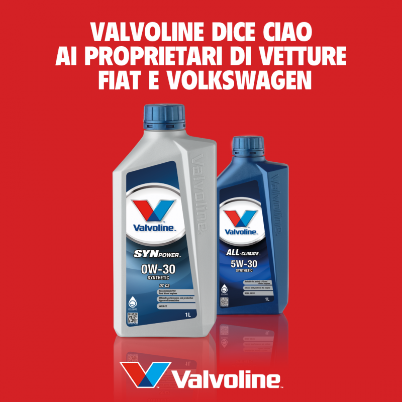 Lubrificanti: Valvoline aggiunge nuove raccomandazioni FIAT e VW
