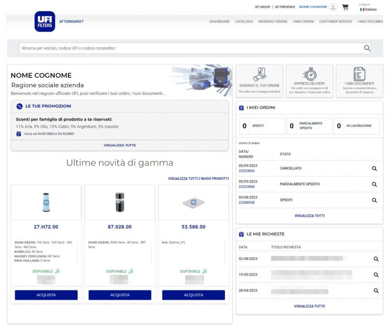 UFI Filters lancia in Italia il sistema digitale degli ordini dedicato all’Aftermarket