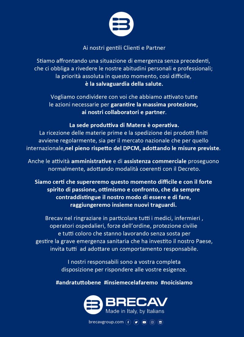 Brecav affronta l’emergenza Coronavirus #iostoconlafilieraautomotive