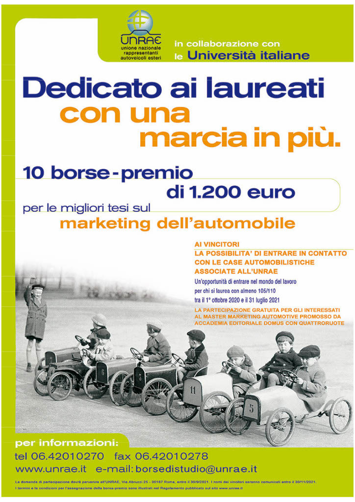 UNRAE: 10 Borse Premio alle migliori tesi di laurea sul marketing automobilistico
