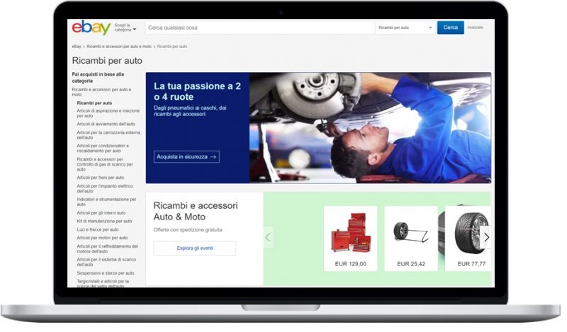 eBay raffrorza il servizio installazione pneumatici acquistati sulla piattaforma