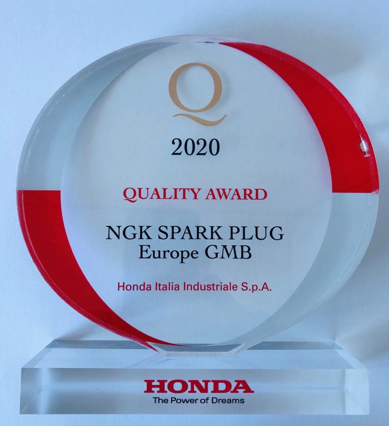 NGK premiata da Honda Italia con il “Quality Award 2020