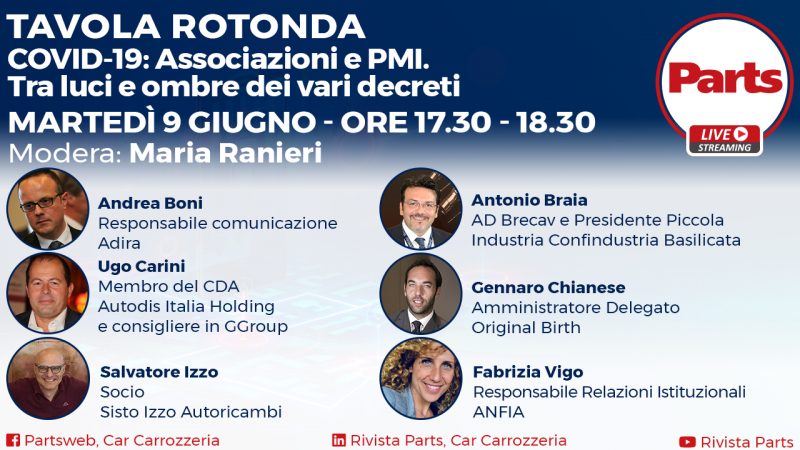In Diretta con Parts martedì 9 giugno ore 17.30: “Covid-19: Associazioni e PMI. Tra luci e ombre dei vari decreti”
