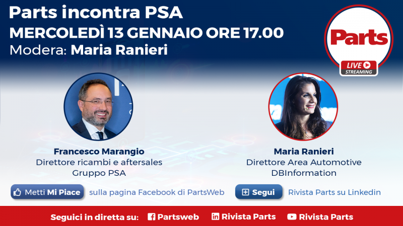 Parts incontra PSA Groupe, in diretta mercoledi 13 gennaio alle 17
