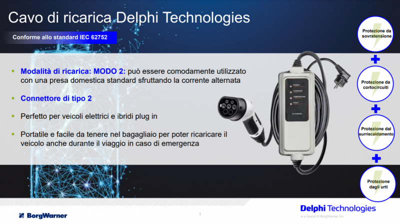 Elettronica di potenza: cavo di ricarica Delphi Technologies