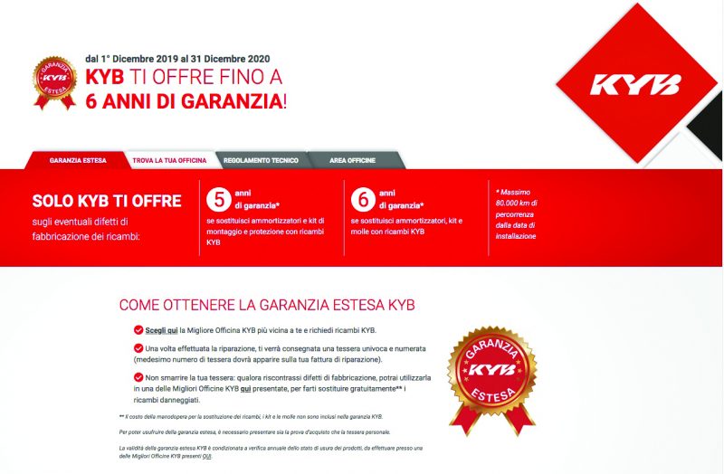 KYB lancia la Garanzia Estesa sui propri ricambi