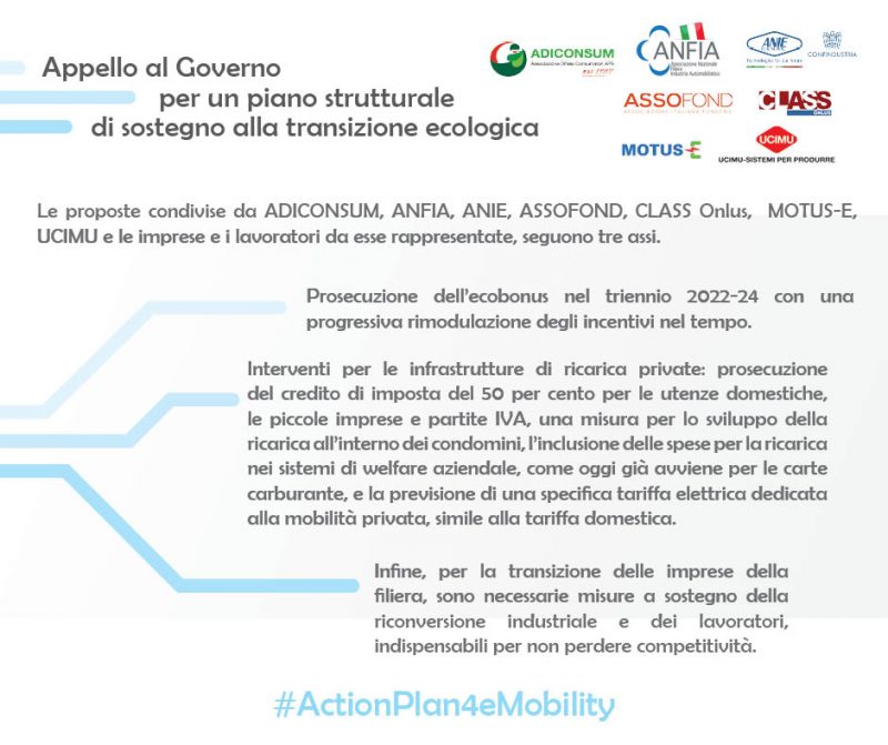 Appello al Governo per un piano strutturale di sostegno alla transizione ecologica