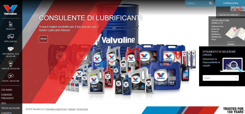 Valvoline: nuovo sito web in italiano